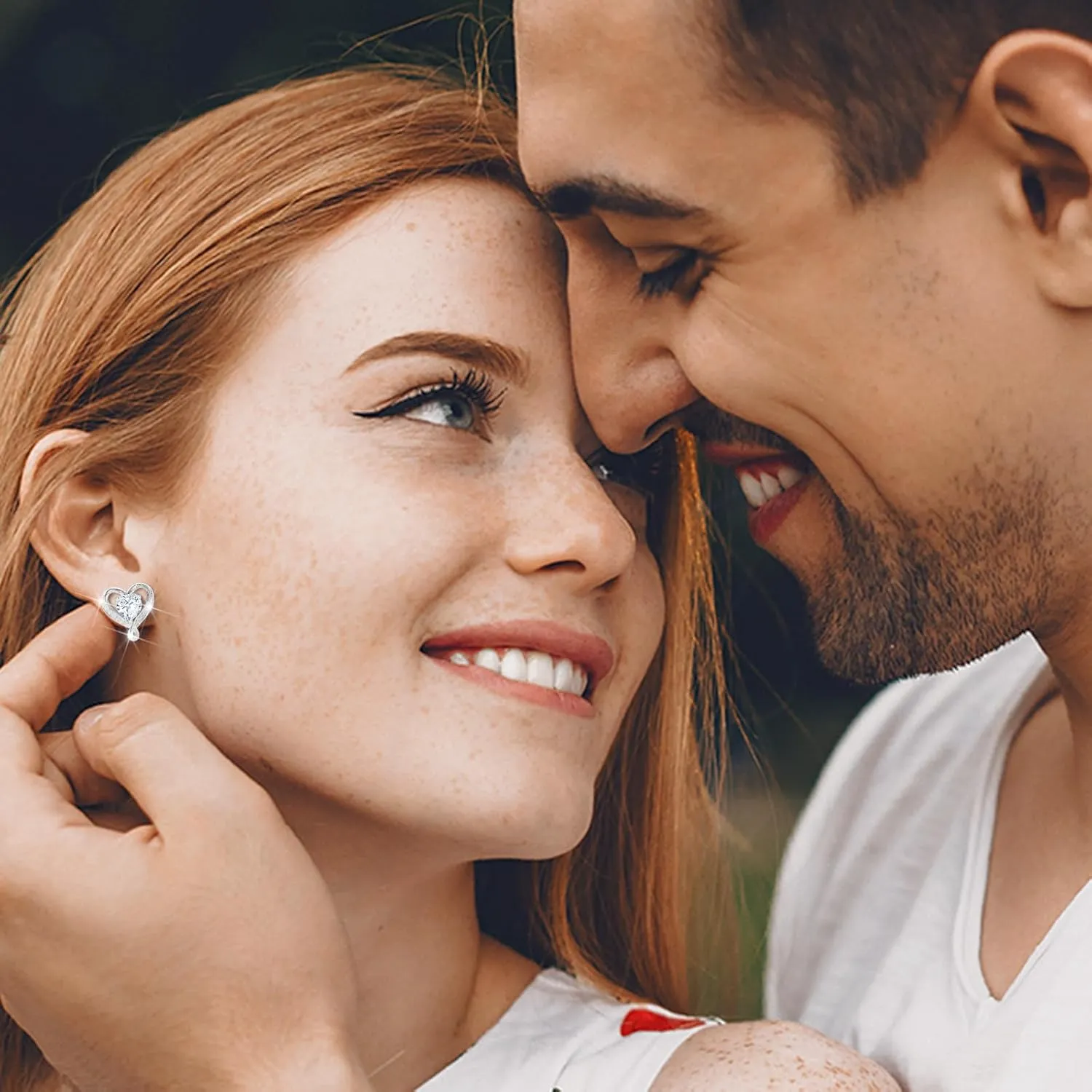 Moissanite Heart Stud Earrings for Women, 0.6-3 Cts Lab Created Diamond 18K White Gold Plated 925 Sterling Silver Studs, Anniversary Present for Wife Women, Jewelry Birthday Gift for Girlfriend