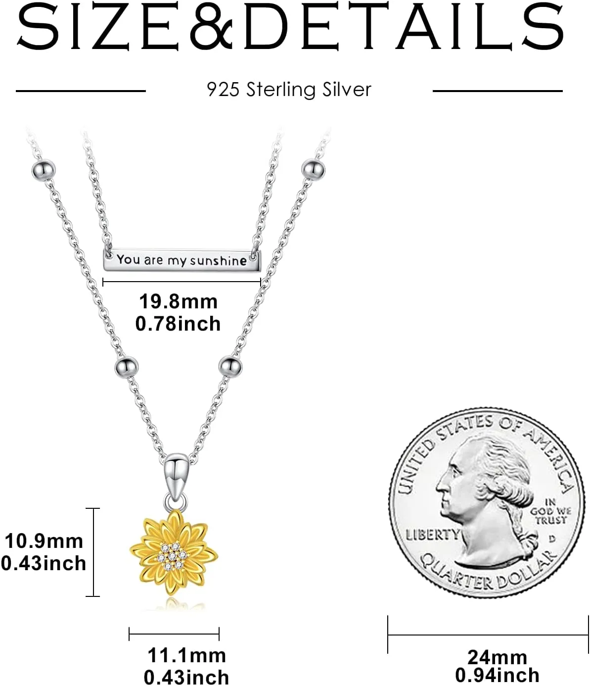 MONGAS layered Necklace Sterling Silver Music/Mountain/Cat/Penguin/Compass/Sunflower/Violin/Horseshoe/Anchor/Star of David Pendant Necklace Layered Necklace For Women