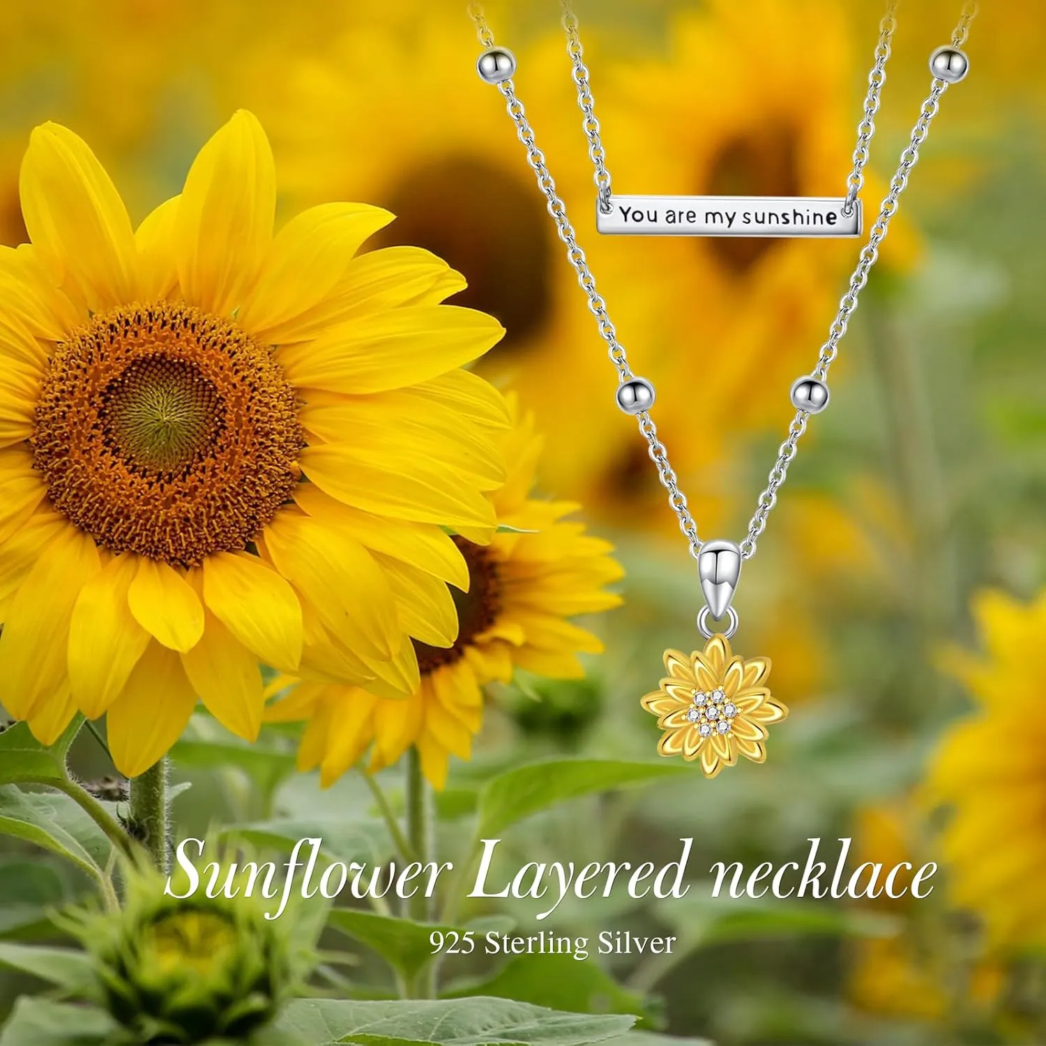 MONGAS layered Necklace Sterling Silver Music/Mountain/Cat/Penguin/Compass/Sunflower/Violin/Horseshoe/Anchor/Star of David Pendant Necklace Layered Necklace For Women