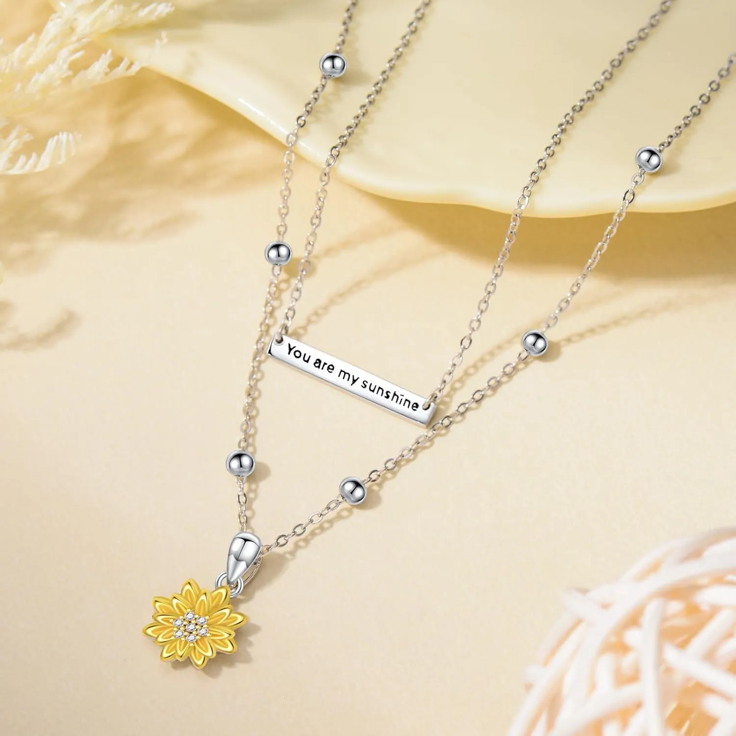 MONGAS layered Necklace Sterling Silver Music/Mountain/Cat/Penguin/Compass/Sunflower/Violin/Horseshoe/Anchor/Star of David Pendant Necklace Layered Necklace For Women