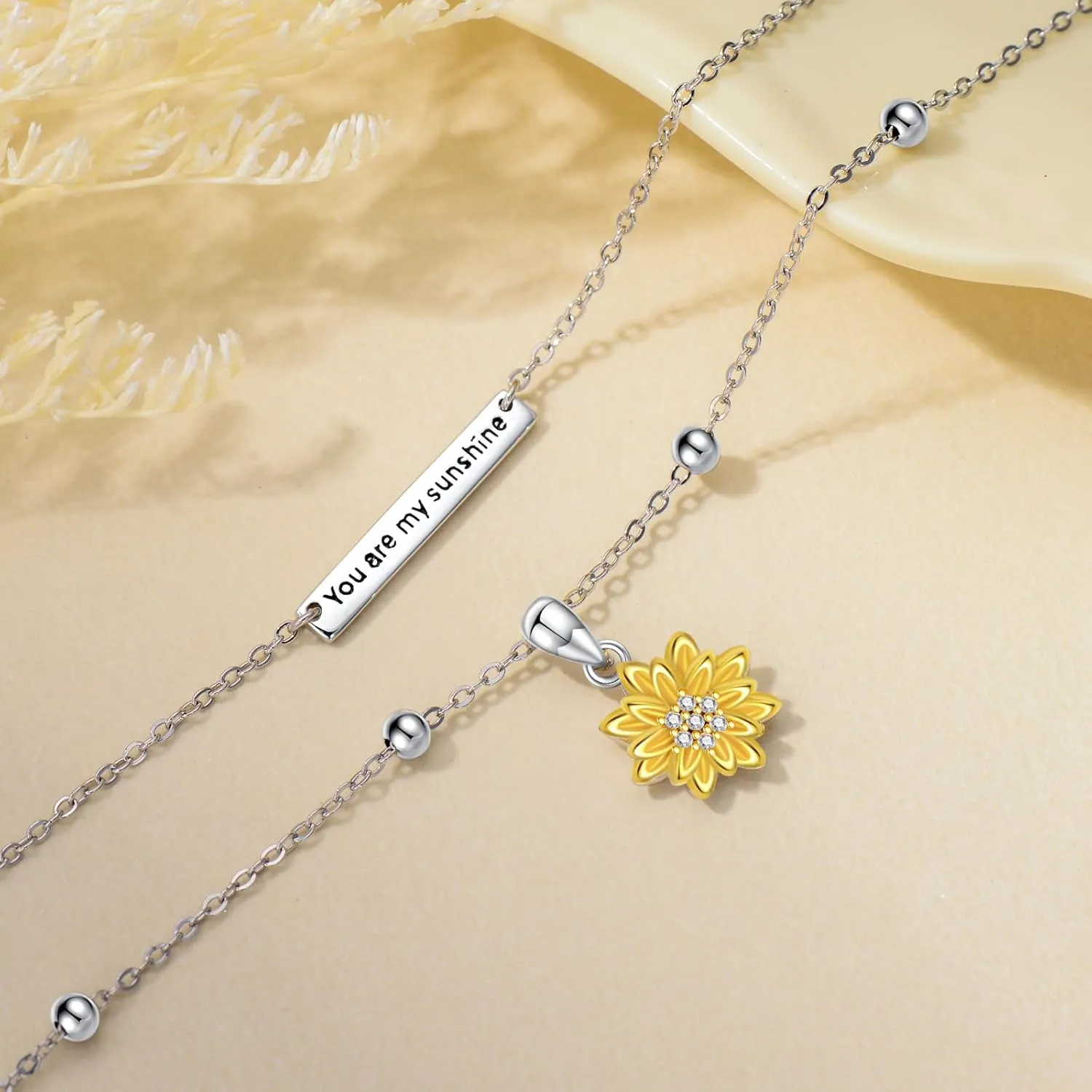 MONGAS layered Necklace Sterling Silver Music/Mountain/Cat/Penguin/Compass/Sunflower/Violin/Horseshoe/Anchor/Star of David Pendant Necklace Layered Necklace For Women