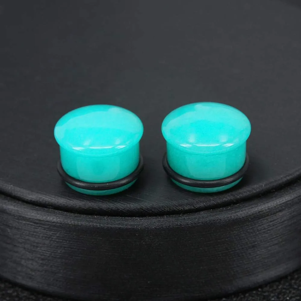 Mozambique Amazonite Natural Stone Ear Plug Ear Gauge Noble Temperament Single Flare Ear Expander Tunnel