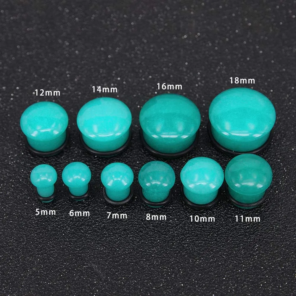 Mozambique Amazonite Natural Stone Ear Plug Ear Gauge Noble Temperament Single Flare Ear Expander Tunnel