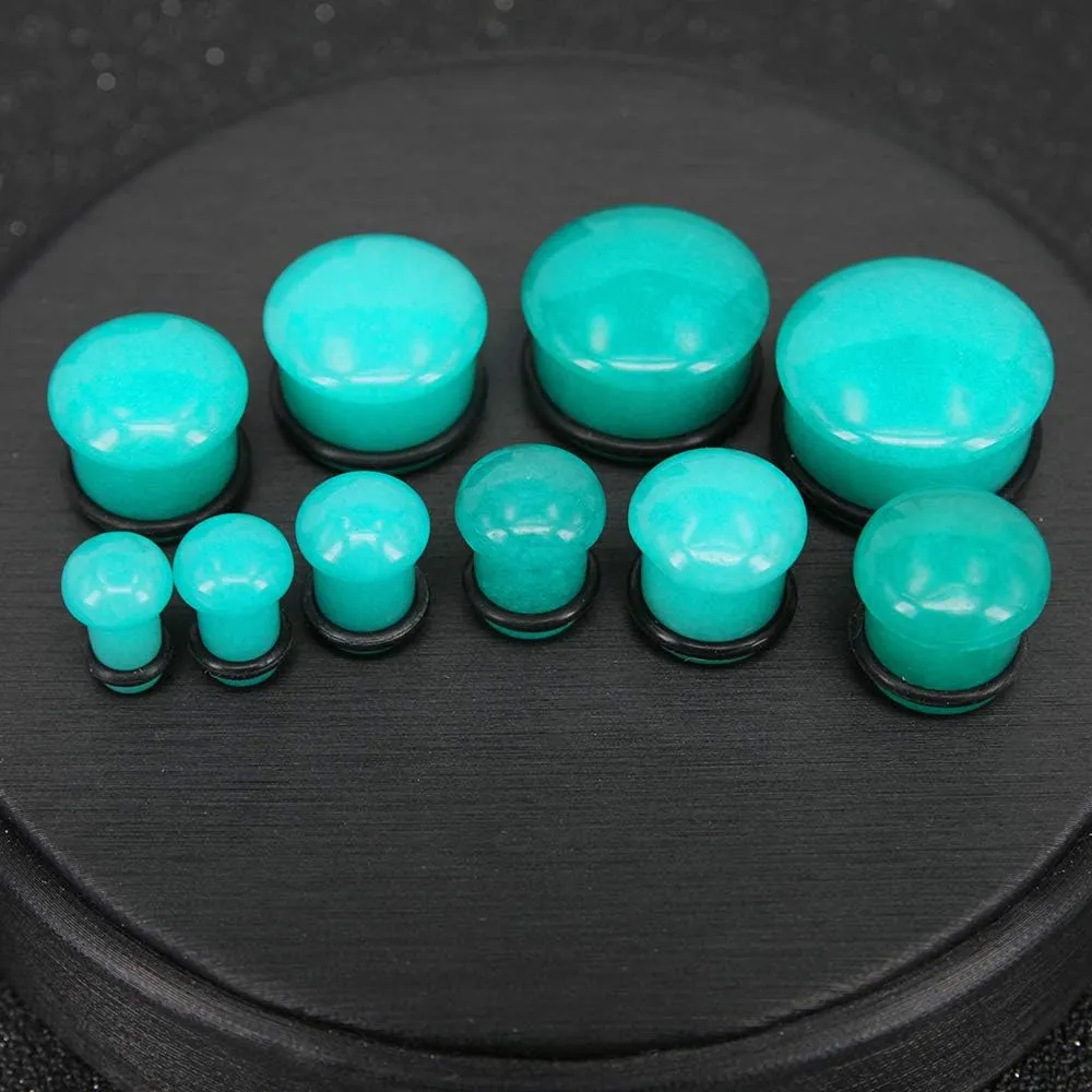 Mozambique Amazonite Natural Stone Ear Plug Ear Gauge Noble Temperament Single Flare Ear Expander Tunnel