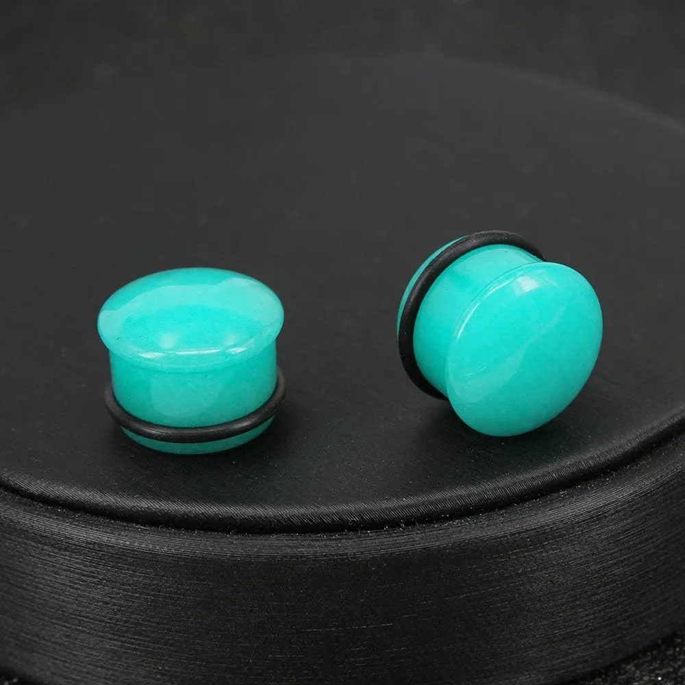 Mozambique Amazonite Natural Stone Ear Plug Ear Gauge Noble Temperament Single Flare Ear Expander Tunnel
