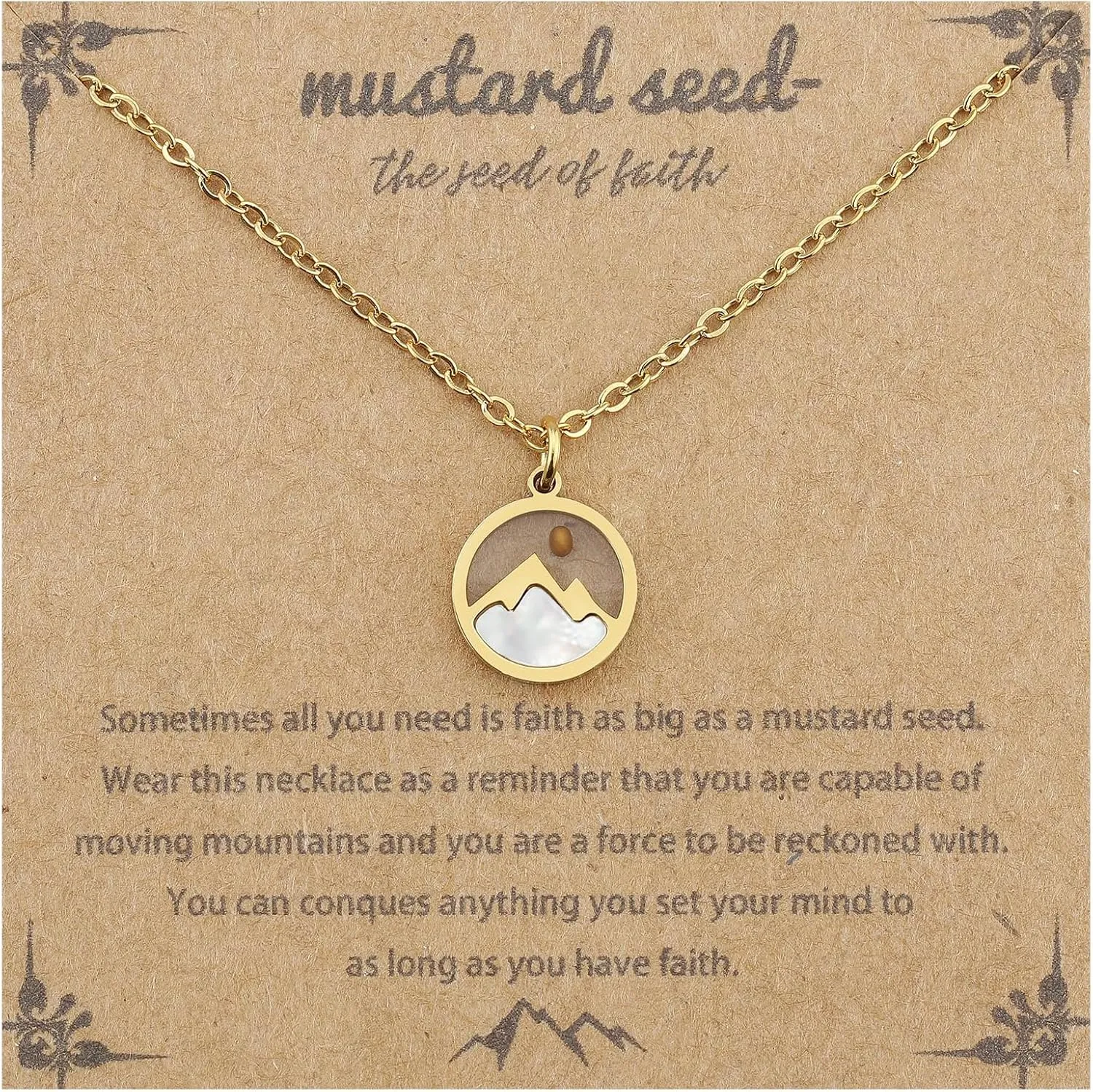 Mustard Seed Necklace for Women Stainless Steel Mustard Seed Necklace Inspirational Christian Religious Jewelry