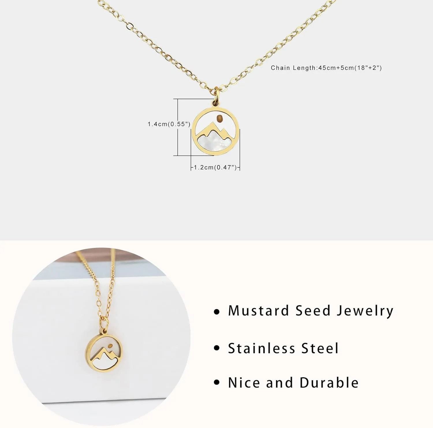 Mustard Seed Necklace for Women Stainless Steel Mustard Seed Necklace Inspirational Christian Religious Jewelry