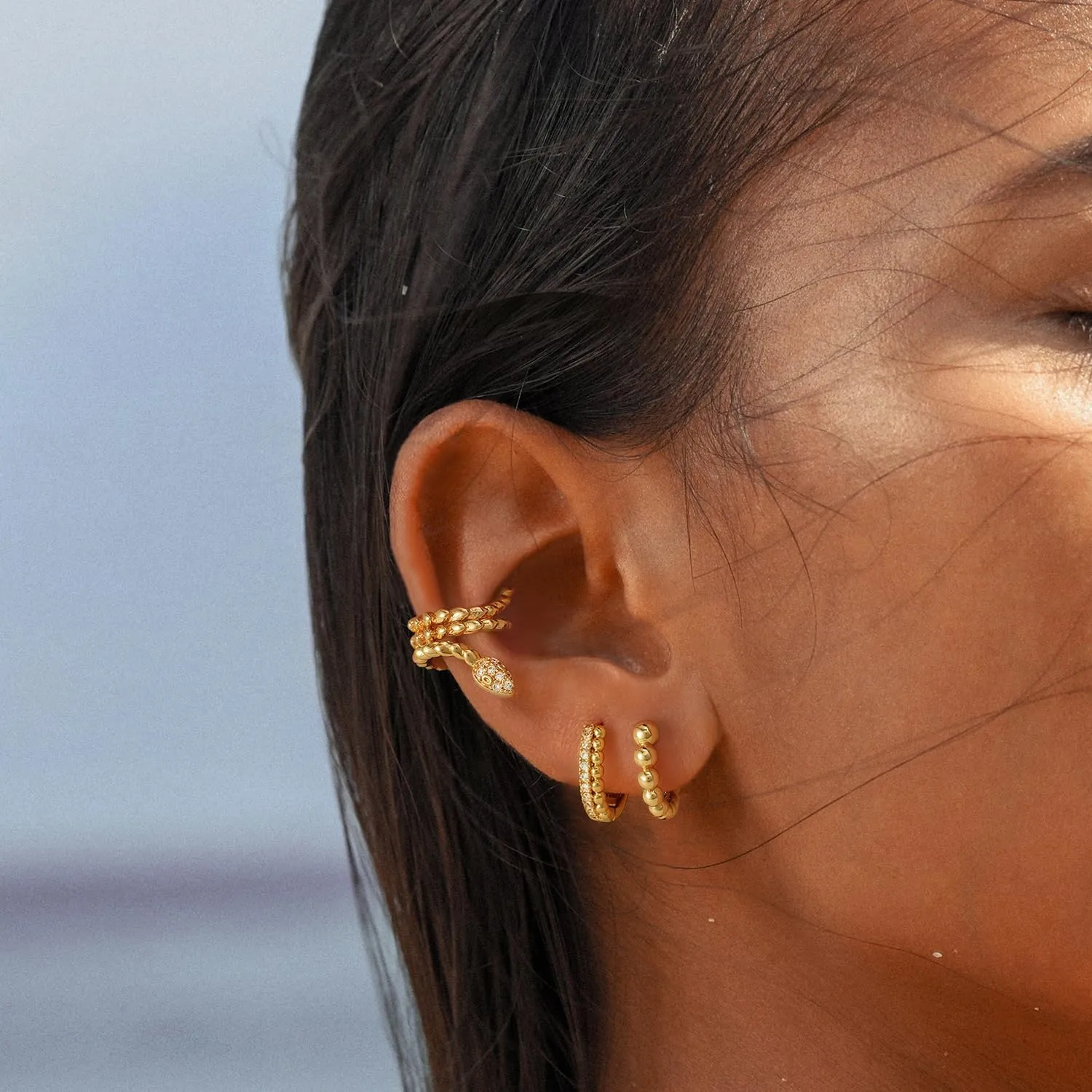 MYEARS Women Ear Cuff Earring Gold Non Pierced Ear Cartilage Clip on Wrap Hoop 14K Gold Filled Tiny Boho Beach Simple Minimalist Delicate Handmade Hypoallergenic Jewelry Gift-Sold as Single/Pair