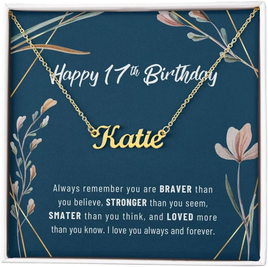Name Necklace - Personalized Pendant for 17 Year Old - Unique Birthday Gift Idea - 17CNG-F3