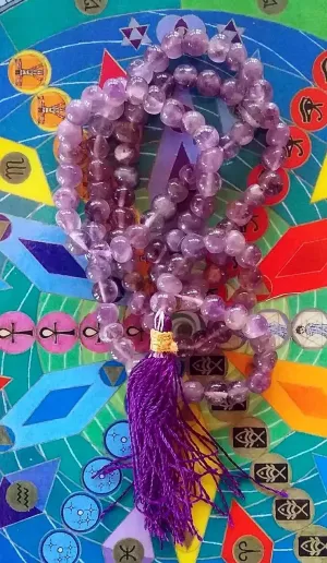 Natural AMETHYST 6mm 108 Mala Beads, Spiritual, Meditation Beads, Reiki, Japa Mala, Buddhist Prayer Beads, Yoga Bracelet, healing beads LKMALA-RRGU-3062