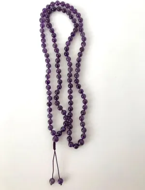 Natural AMETHYST 8mm 108 Mala Beads, Spiritual, Meditation Beads, Reiki, Japa Mala, Buddhist Prayer Beads, Yoga Bracelet, healing beads LKMALA-RRGU-1330