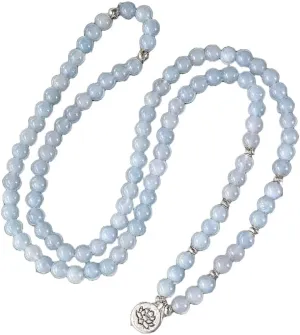 Natural Aquamarine 8mm 108 Mala Beads, Spiritual, Meditation Beads, Reiki, Japa Mala, Buddhist Prayer Beads, Yoga Bracelet, healing beads LKMALA-RRGU-250