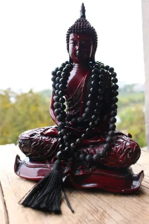 Natural Black Golden Obsidian, Lava 8mm 108 Mala Beads, Spiritual, Meditation Beads, Reiki, Japa Mala, Buddhist Prayer Beads, Yoga Bracelet, healing beads LKMALA-RRGU-2667
