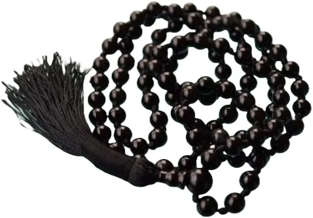 Natural Black Tourmaline 8mm 108 Mala Beads, Spiritual, Meditation Beads, Reiki, Japa Mala, Buddhist Prayer Beads, Yoga Bracelet, healing beads LKMALA-RRGU-1710