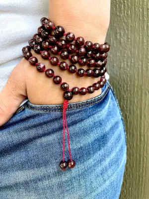 Natural GARNET 8mm 108 Mala Beads, Spiritual, Meditation Beads, Reiki, Japa Mala, Buddhist Prayer Beads, Yoga Bracelet, healing beads LKMALA-RRGU-3355