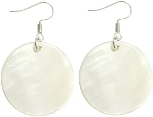 Natural White Sea Shell Silver Drop Dangle Earrings Women Gift Beach Jewelry