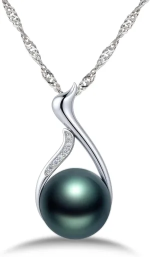 Necklace Pendant Round Pearl for Women Silver/Gold Plated Copper with Cubic Zirconia Chain Pearl Jewelry Gifts for Holidays and Anniversary