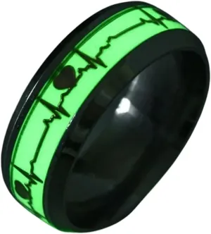 New 2026 2025 Stainless Steel Glowing in Dark Heart Finger Rings for Men Women Punk Music Dragon Luminous Ring Couple Jewelry Anel Jewelry Fashion Accessories Creative Gift