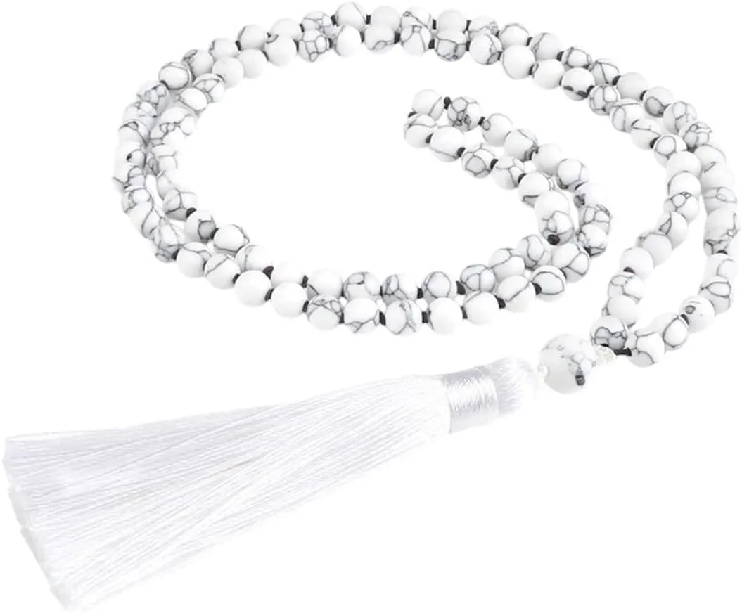 New 2026 Arrive 6Mm Black Lava Stones Necklaces 108 Beads Natural Pine Stone Mala Tassel Necklace Fashion Jewelry For Women Men Buddhist Gifts Trendy Accessories Creative Gift
