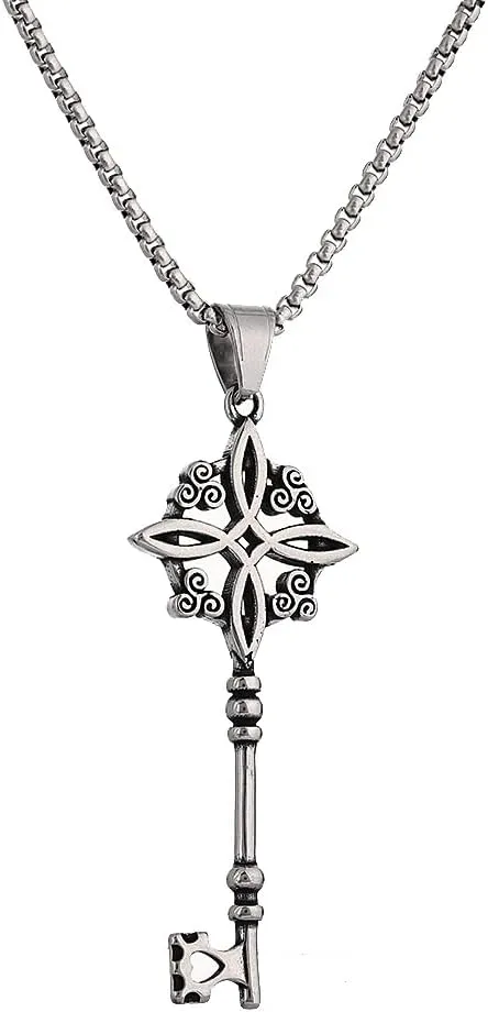 NIGHTCRUZ Witch Knot Key Necklace, Witchy Magic Knot Pendant, Celtic Jewelry for Women