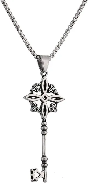 NIGHTCRUZ Witch Knot Key Necklace, Witchy Magic Knot Pendant, Celtic Jewelry for Women