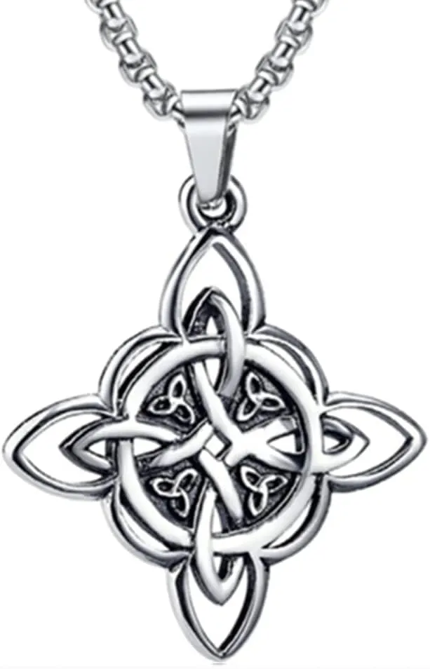 NIGHTCRUZ Witches Knot Necklace, Celtic Knot Pendant with Triquetra Trinity