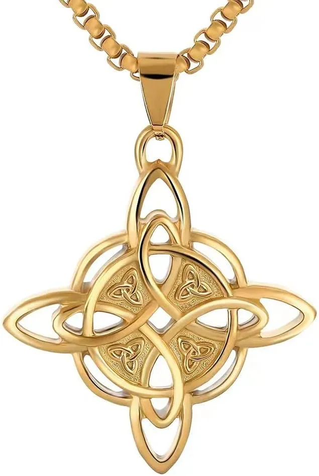 NIGHTCRUZ Witches Knot Necklace, Celtic Knot Pendant with Triquetra Trinity