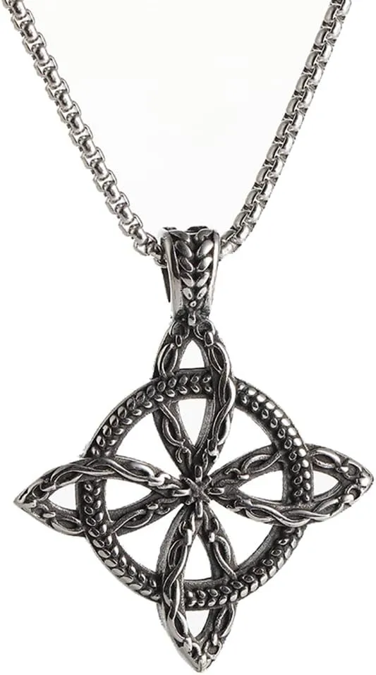 NIGHTCRUZ Witches Knot Necklace, Stainless Steel Pendant with Witch Knot, Celtic Jewelry for Women