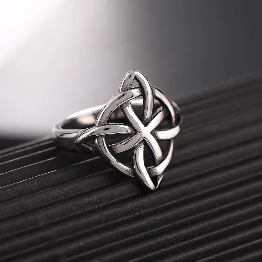 NIGHTCRUZ Witches Knot Ring, Stainless Steel Rings with Witch Knot, Celtic Jewelry for Women