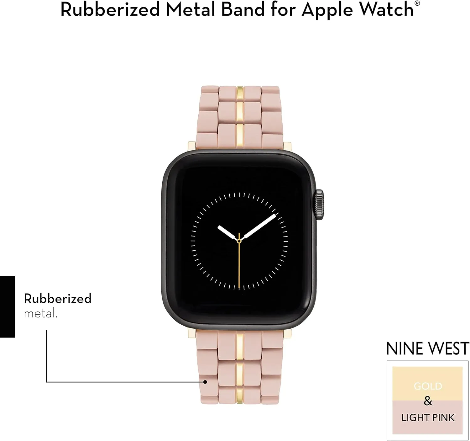 NINE WEST Fashion Rubberized Bracelet for Apple Watch Secure, Adjustable