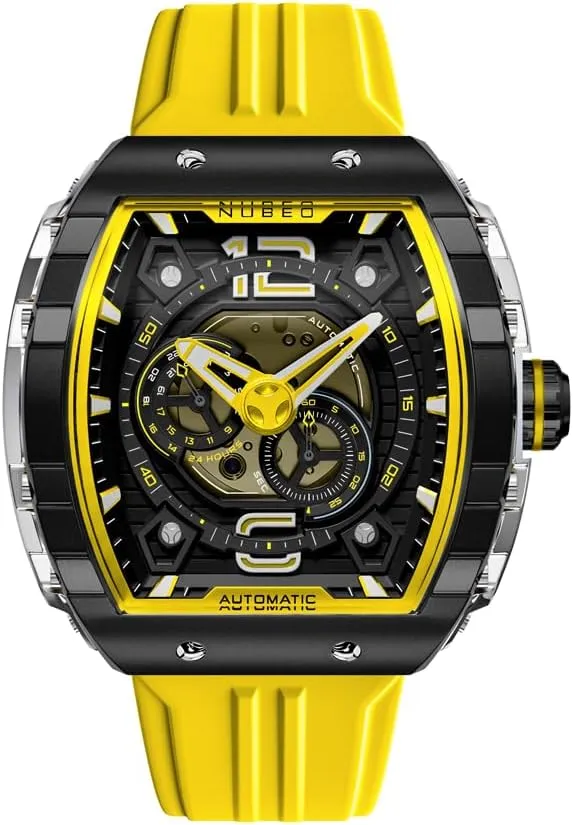 Nubeo Men's 49mm Magellan 24h Automatic Watch with Rubber Strap NB-6087