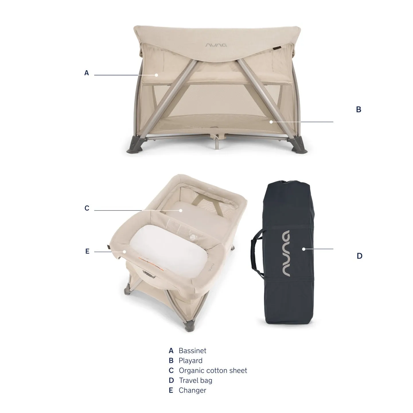 Nuna SENA Aire Playard with Zip-Off Bassinet   Changer