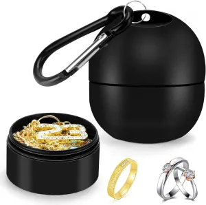 OAOLEER Travel Ring Holder Keychain, Jewelry Holder Keychain Traveling Ring Keychain Holder 1 Layers, Small Necklace Holder Bracelet Holder for Gym Sports Bag (Black 1 Layer)