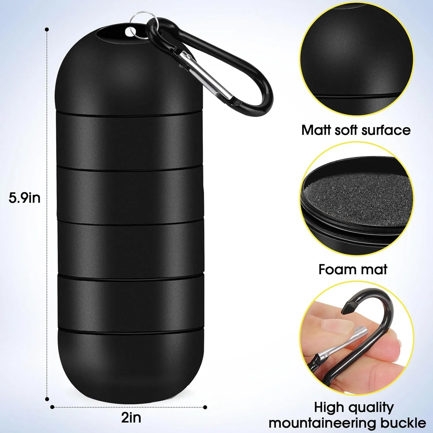 OAOLEER Travel Ring Holder Keychain, Jewelry Holder Keychain Traveling Ring Keychain Holder 5 Layers, Small Necklace Holder Bracelet Holder for Gym Sports Bag (Black 5 Layer)