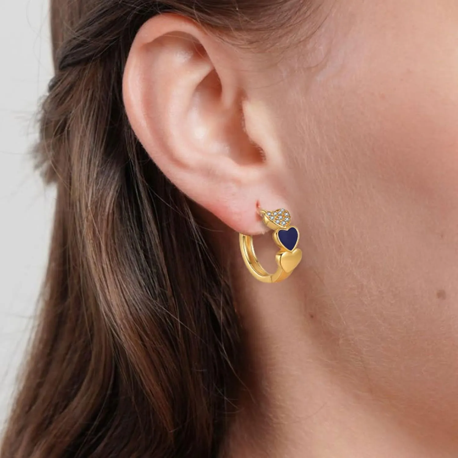 Orange Small Heart Heart Earrings Punk Retro Gold Minimalist Cartilage Heart Round Hold Hoop Clip Earrings Cute statement earrings Fashion low allergy jewelry gift for women girls
