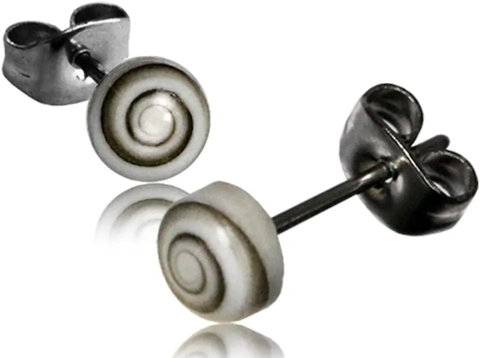 Organic Shell Stud Earrings for Women - Stud Earring Set surrounded by Coconut Shell with Abalone, Mother of Pearl, and More
