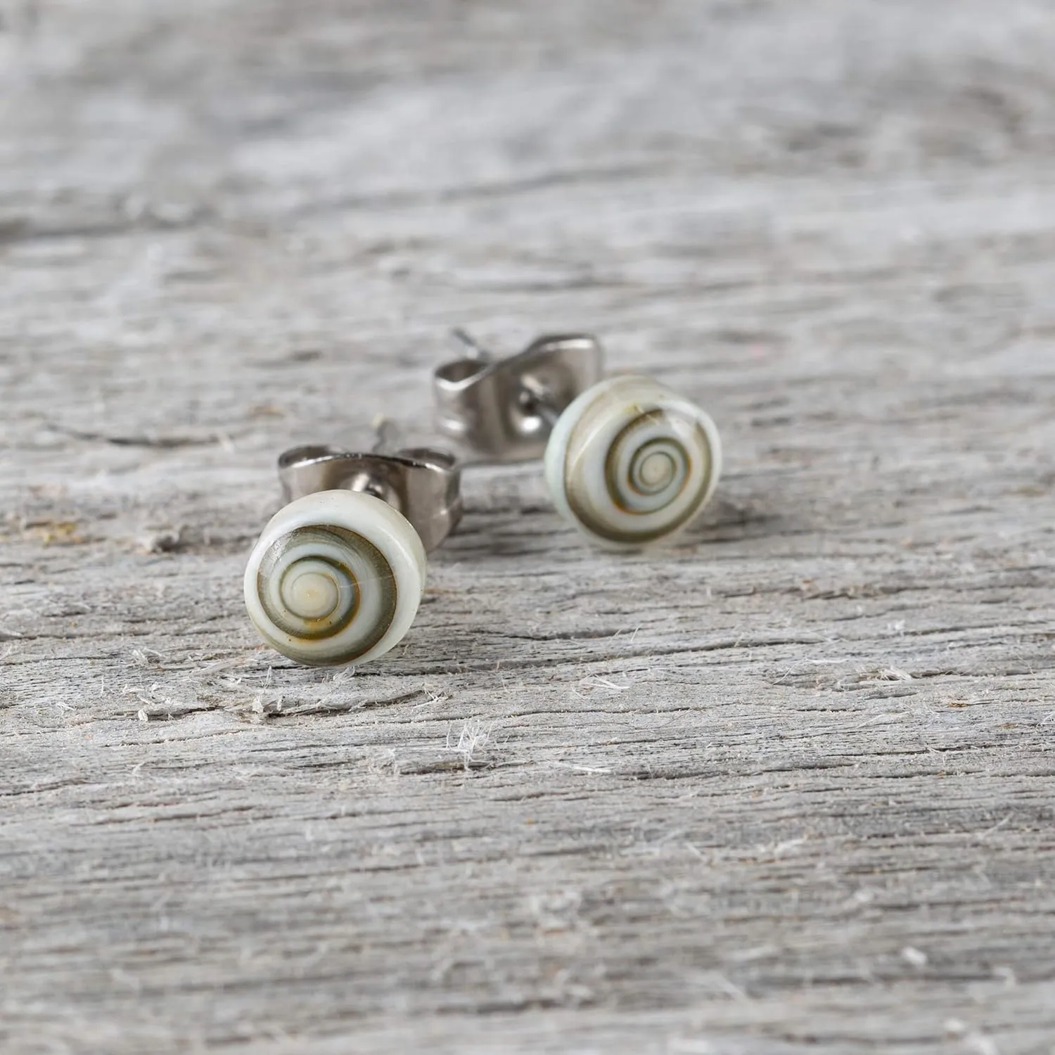 Organic Shell Stud Earrings for Women - Stud Earring Set surrounded by Coconut Shell with Abalone, Mother of Pearl, and More