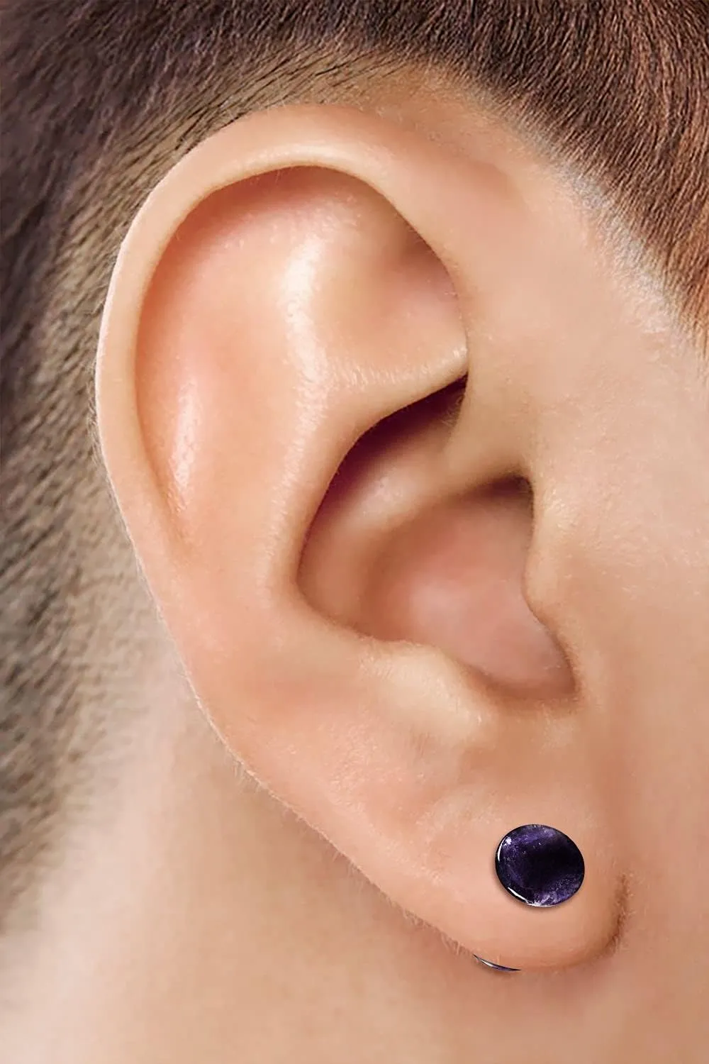 Organic Stone Amethyst Double Flared Saddle Ear Gauge Double Flare plugs Stretcher Lobe Earring Piercing Jewelry Choose Sizes