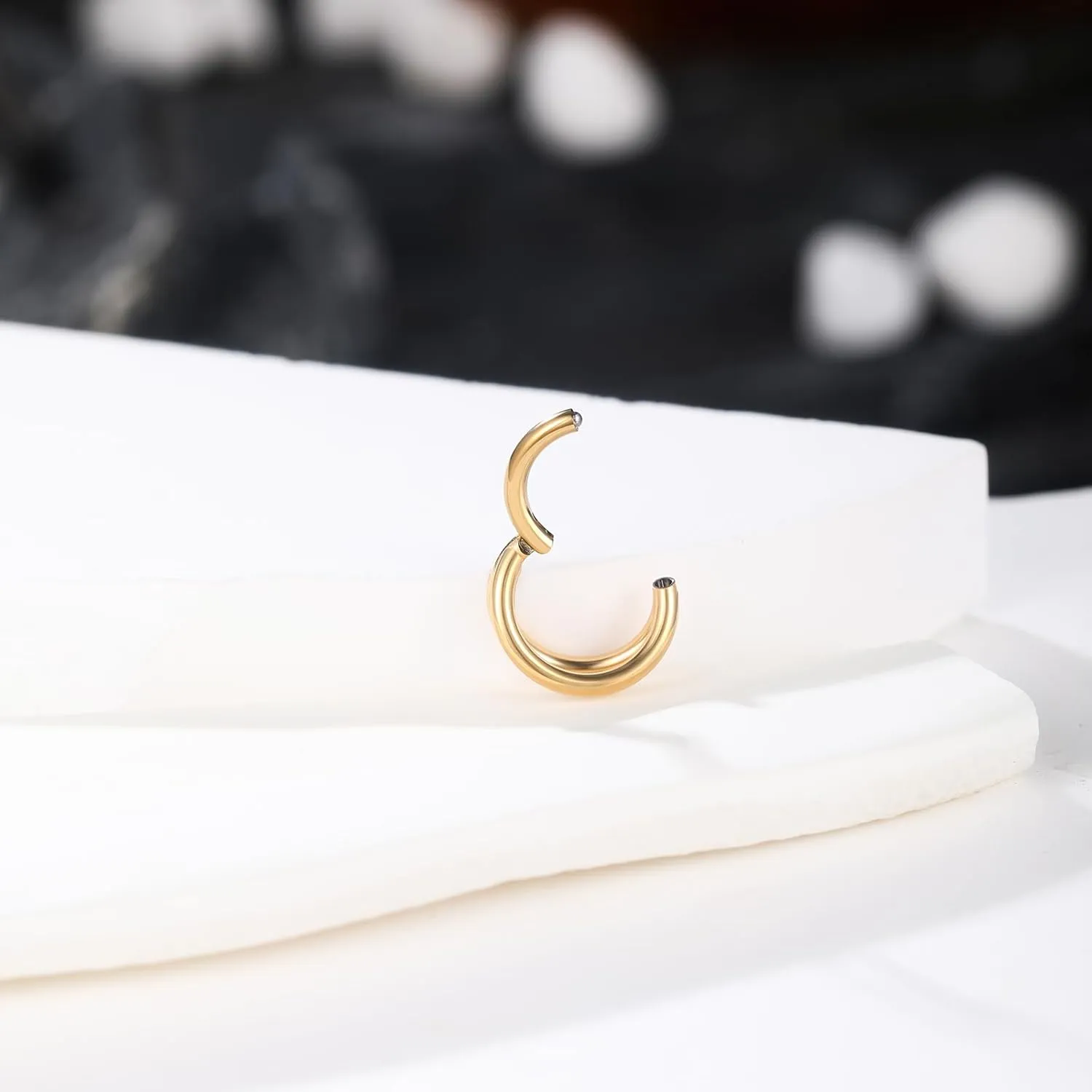 Oveta Titanium Double Hoop Nose Rings 18G 20G 16G Tragus Helix Conch Piercing Jewelry Cartilage Hoop Earring, Silver/Gold