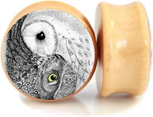 Owl Wood Ear Gauges Plugs And Tunnels 8mm-25m Ear Stretcher Expander Saddle Plug Piercing Jewelry