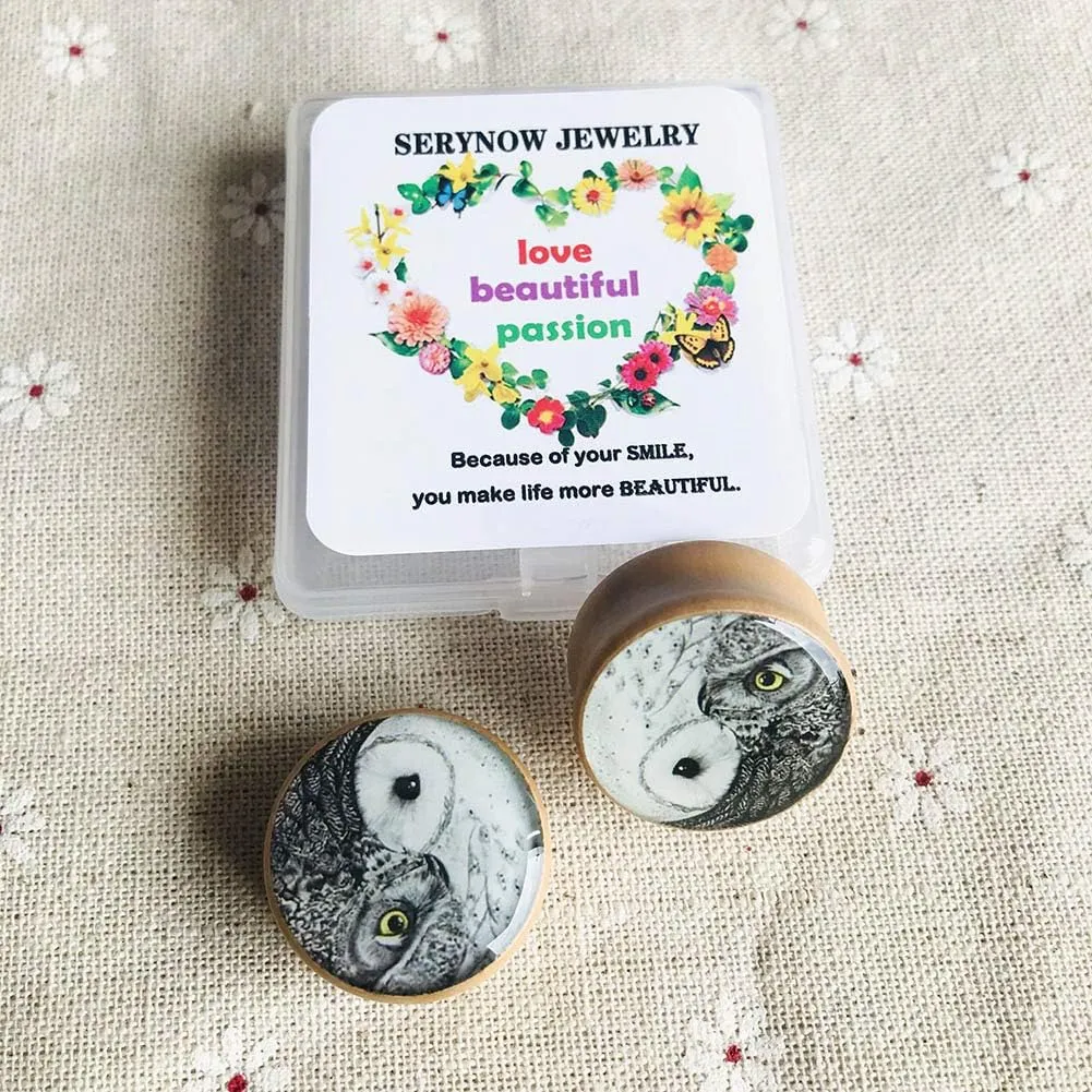 Owl Wood Ear Gauges Plugs And Tunnels 8mm-25m Ear Stretcher Expander Saddle Plug Piercing Jewelry