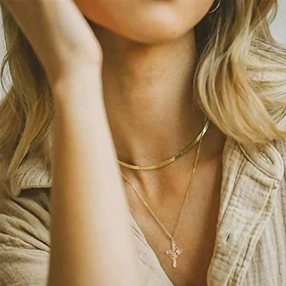 Paved Zircon Cross Rotated Crown Necklace,18K Gold Plated Rotating Crown Cross Pendant Necklace, Crystal Diamond Cross Necklace for Men Women