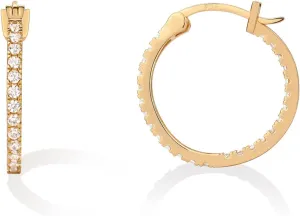 PAVOI 14K Gold Plated 925 Sterling Silver Post Cubic Zirconia Hoop Earrings 30/15mm