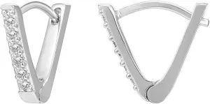 PAVOI 14K Gold Plated Sterling Silver Post V-Shaped Huggie Earrings - Cubic Zirconia Studded Small Hoop Earrings for Women in Rose, White and Yellow Gold