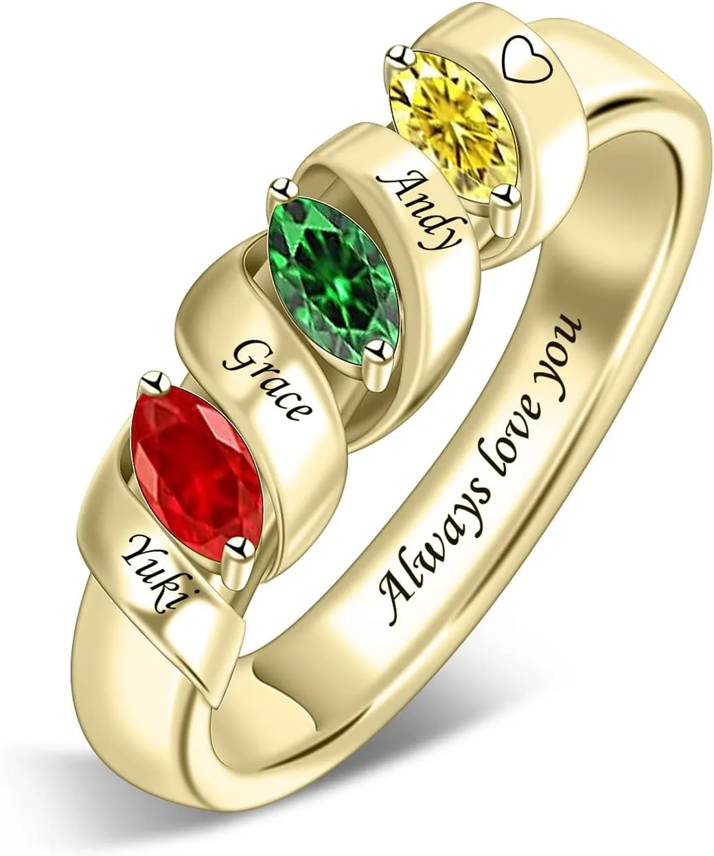 Personalized Mothers Ring with Simulated Birthstones Engraved 1-6 Family Names Mother's Day Rings Custom Family Rings for Women
