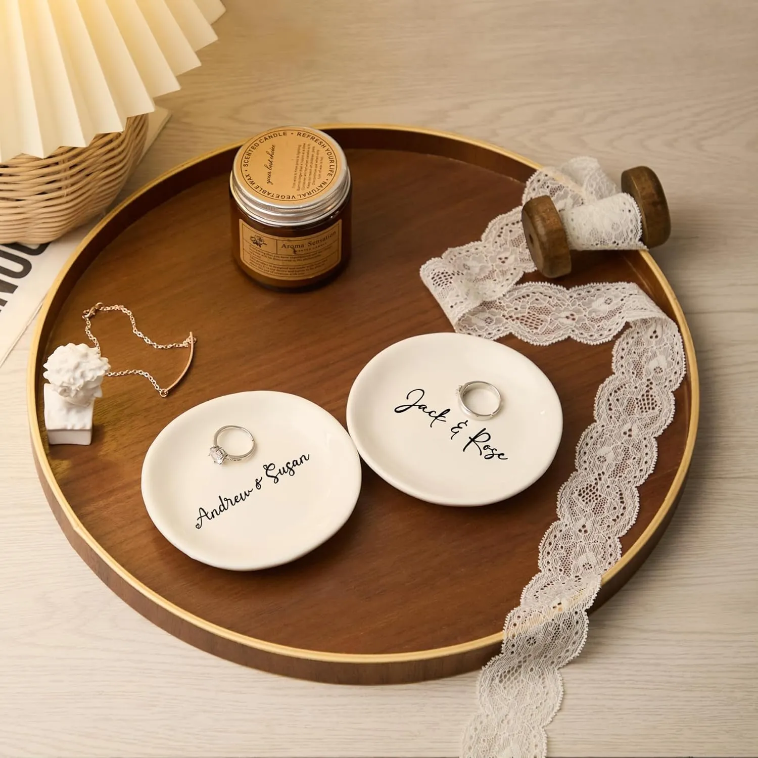 Personalized Mr & Mrs Jewelry Dish Ring Gift Circle Ceramic Jewelry Plate Ring Dish Ceramic Jewelry Tray Engagement Ring Tray Wedding Ring Holder Trinket Dish