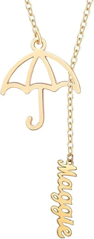 Personalized Umbrella Lariat Y Necklace with Rain Drop Unique Necklace