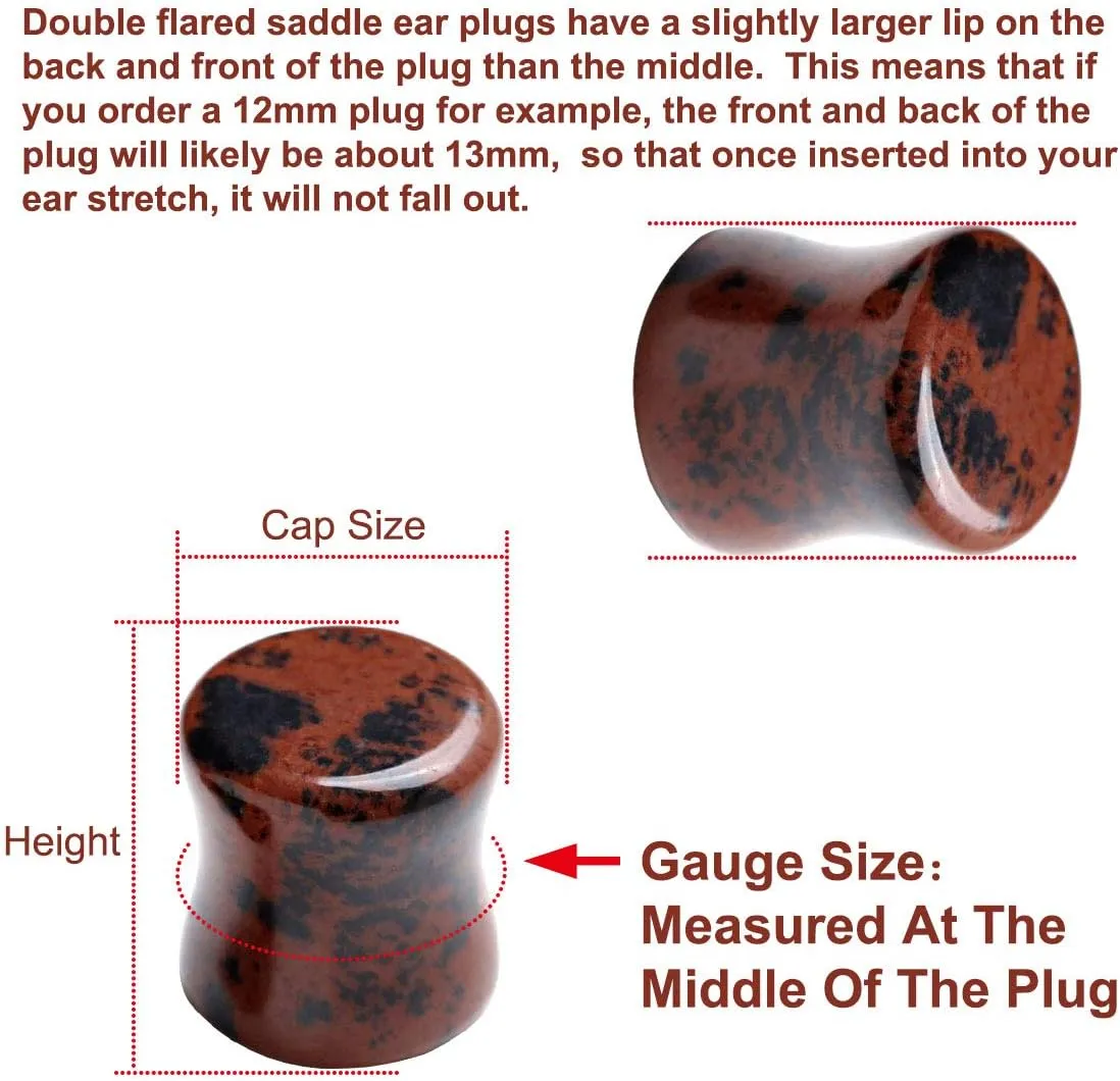 PiercingJ Acrylic Wood Mixed Stone Plugs - 16 Pairs/32 Pieces Set - Ear Tunnels & Gauges - Double Flared Ear Expander Set