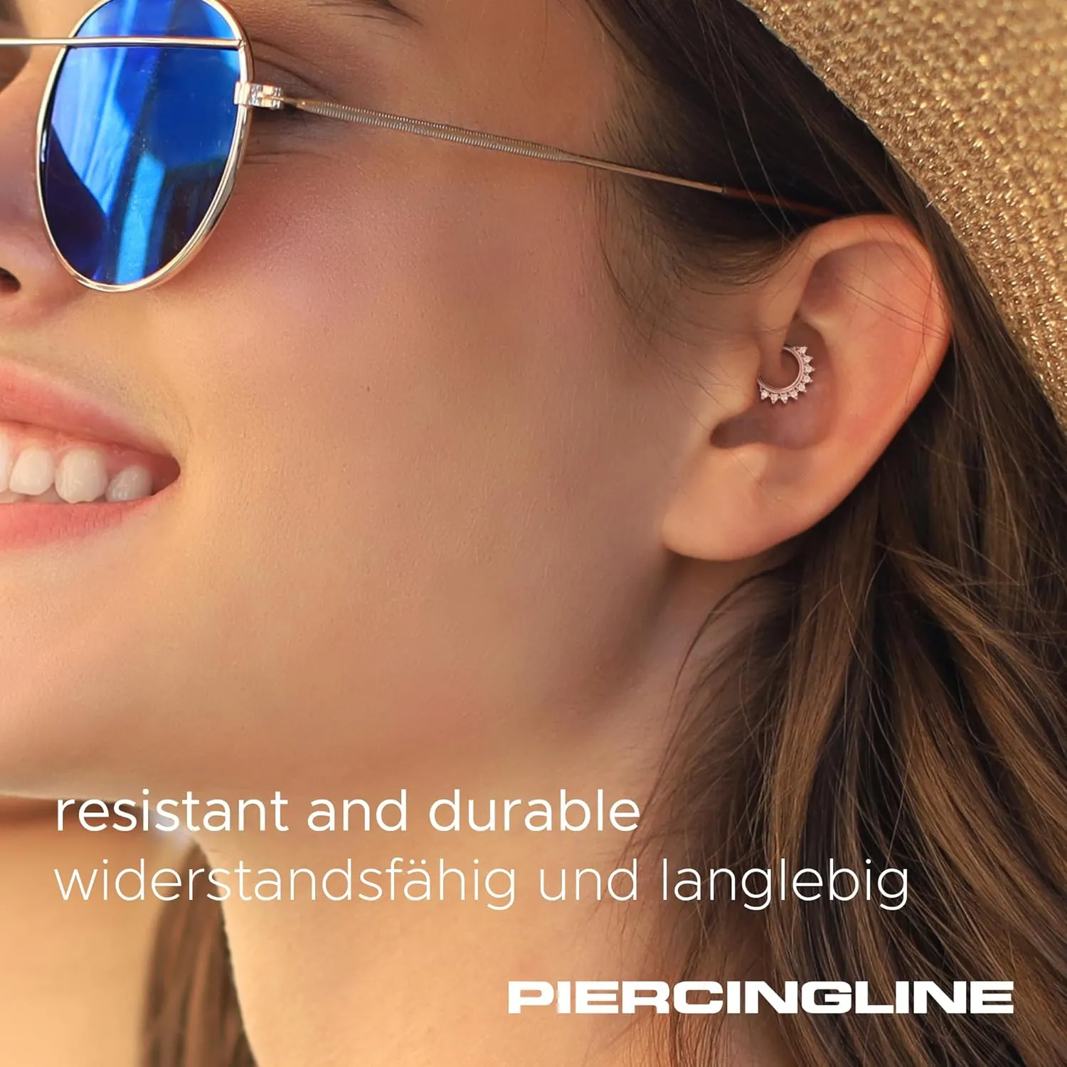 PIERCINGLINE Surgical Steel Segment Ring Clicker with 9 crystals hoop septum jewelry, nose ring, ear piercing in 4 colors