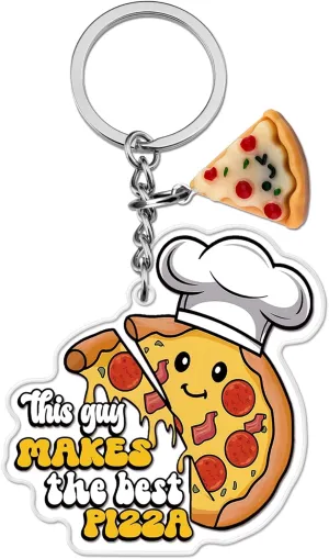 Pizza Keychain Pizza Party Decorations Funny Food Keychain Pizzeria Decorations Gift for Chef Accessories Novelty Keychains for Men Party Supplies